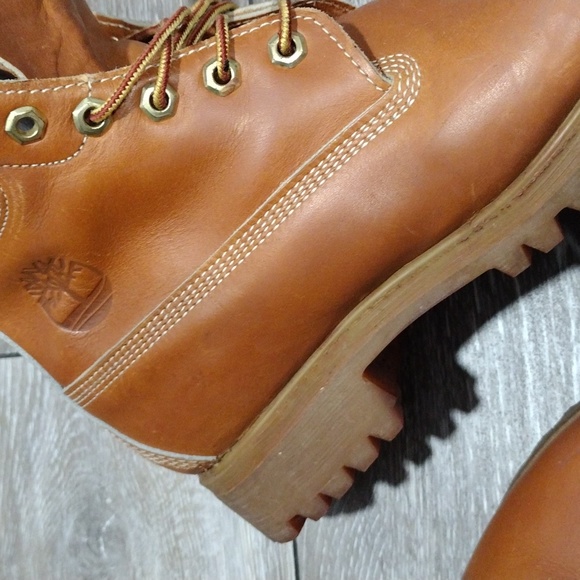 Timberland mens iconic brown and orange leather boots. size 7 - Picture 9 of 16